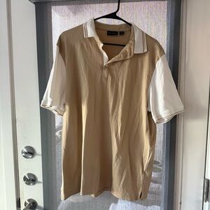 Paul Fredrick Beige and White Polo Shirt